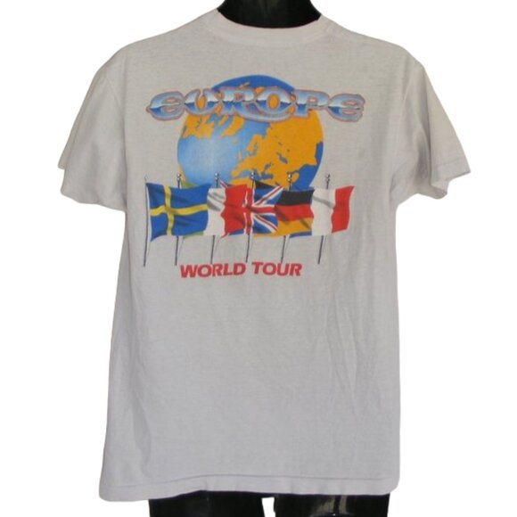 EUROPE Concert Tshirt L Off-White, Band photo, 1987, Short sleeves, VINTAGE - Picture 5 of 11